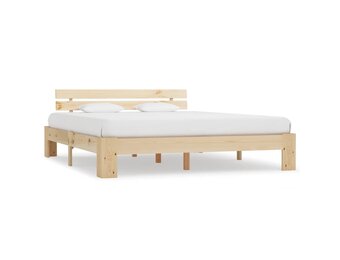 vidaXL Bedframe met hoofdbord massief grenenhout 160x200 cm