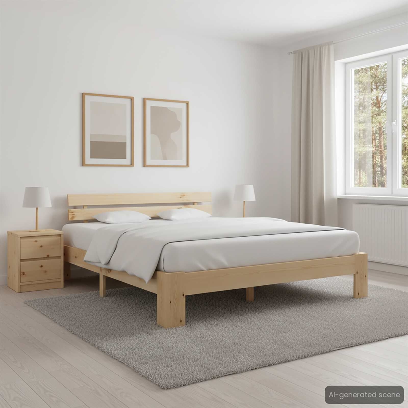 vidaXL Bedframe met hoofdbord massief grenenhout 160x200 cm
