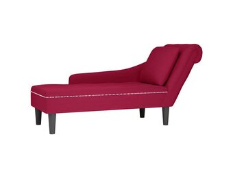 vidaXL Chaise longue met kussen en rechterarmleuning fluweel wijnrood
