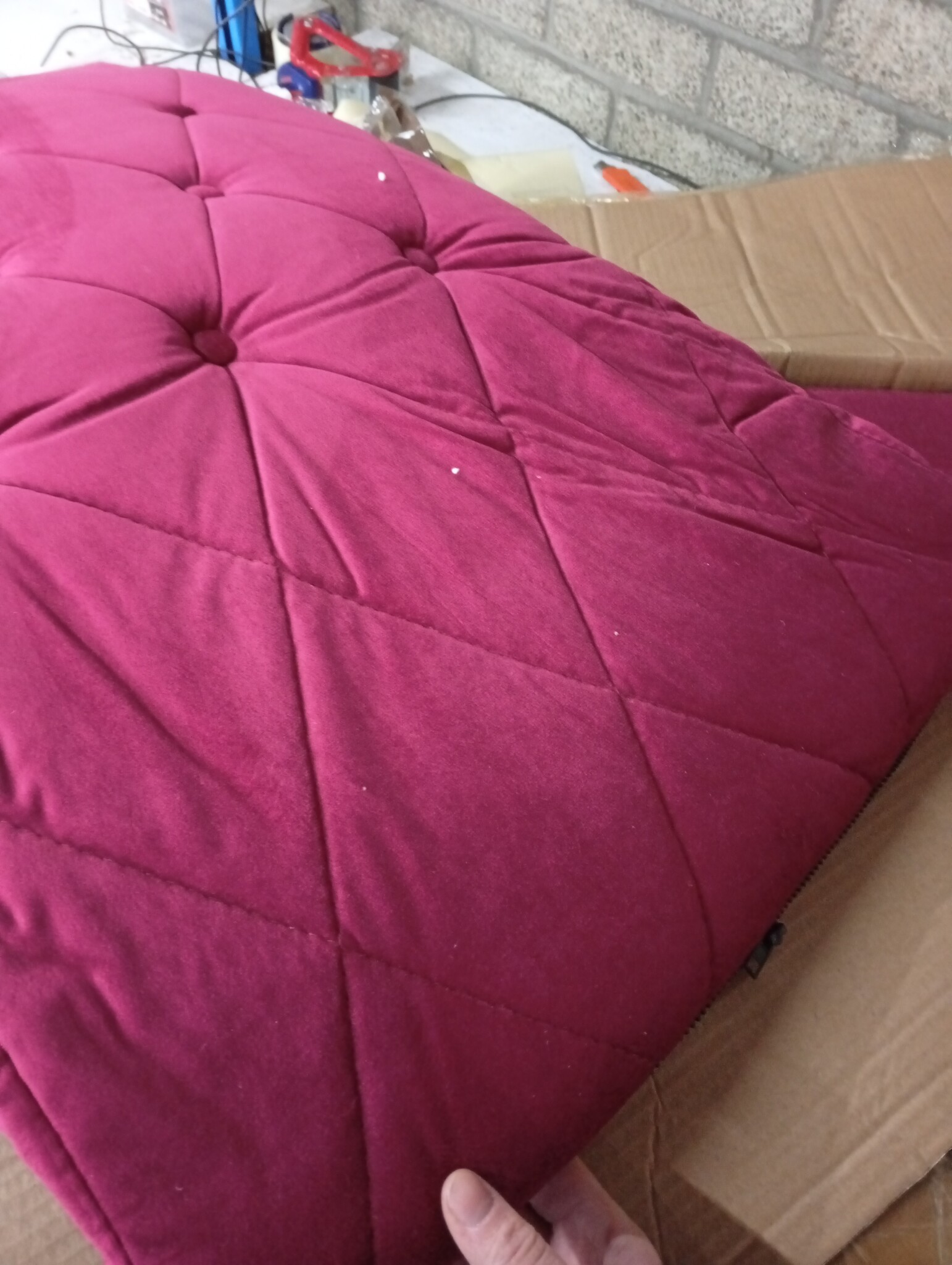 vidaXL Chaise longue met kussen en rechterarmleuning fluweel wijnrood