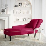 vidaXL Chaise longue met kussen en rechterarmleuning fluweel wijnrood