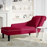 vidaXL Chaise longue met kussen en rechterarmleuning fluweel wijnrood