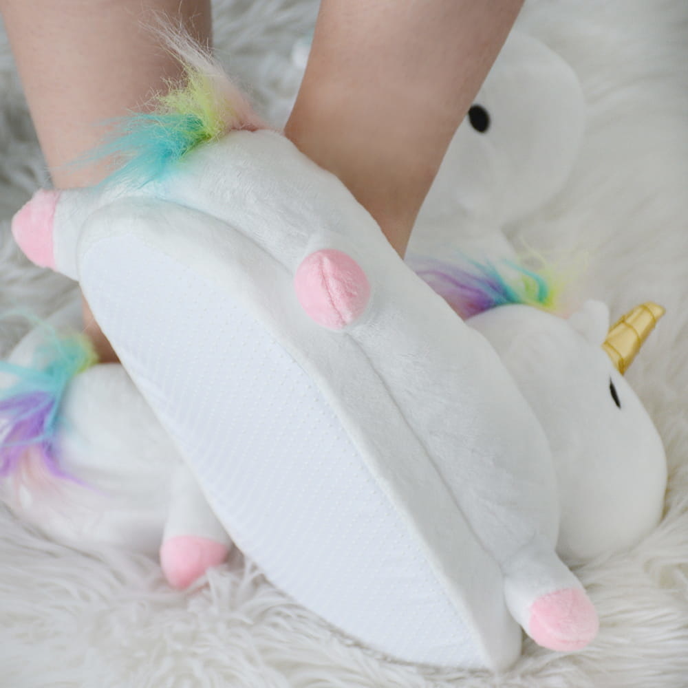 Eenhoorn Pantoffels Wit - One Size (36-41) - 65% Korting!