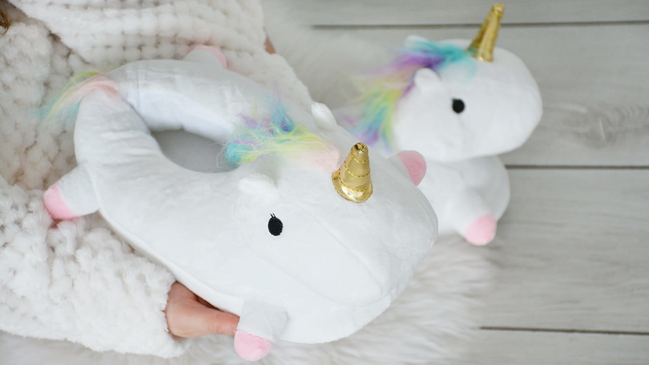 Eenhoorn Pantoffels Wit - One Size (36-41) - 65% Korting!