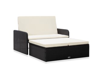 vidaXL 2-delige Loungeset met kussens, poly rattan zwart - 53% korting!