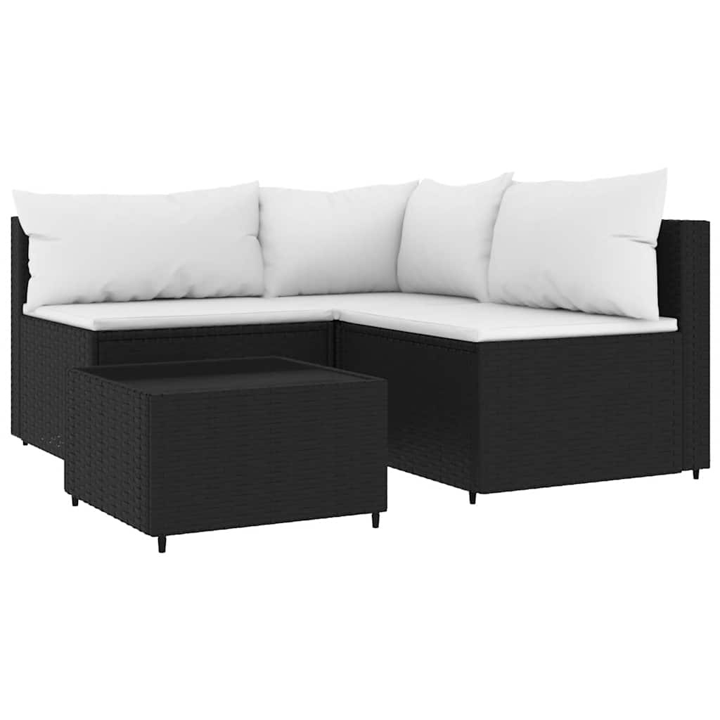 vidaXL Loungeset 4-delig Poly Rattan Zwart - 55% Korting