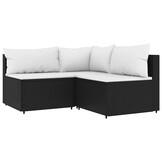 vidaXL Loungeset 4-delig Poly Rattan Zwart - 55% Korting