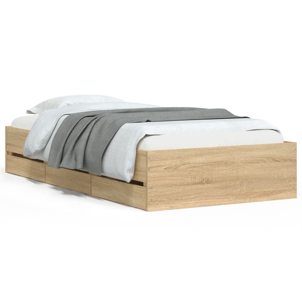 vidaXL Bedframe 90x200 cm met Lades - Sonoma Eiken - Nu 35% Korting!