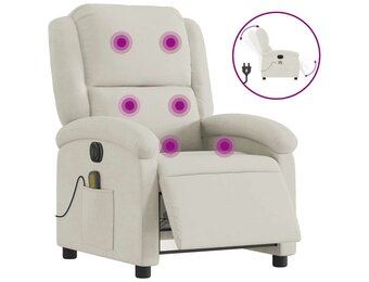 vidaXL Massagestoel elektrisch verstelbaar fluweel crèmekleurig