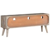 vidaXL Tv-meubel 130x35x51 cm massief ruw mangohout grijs