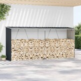 vidaXL Haardhoutschuur 330x84x152 cm gegalvaniseerd staal antraciet