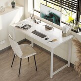 ODK Small Computer Desk White 100 x 48 x 74 cm With Headphone Holder and Storage Bag - Wooden PC Table for Home, Office