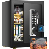 Grote vuurvaste kluis van 45 liter, met brandveilige documententas, digitale meubelkluis met 2 sleutels en uitneembaar rek, elektronische kluis voor DIN A4-ordners, contant geld, medicijnen