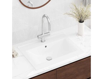 vidaXL Wastafel met kraangat rechthoekig 60x46 cm keramiek wit