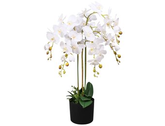 vidaXL Kunstplant met pot orchidee 75 cm wit