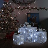 vidaXL Kerstdecoratie geschenkdozen 3 st binnen/buiten wit