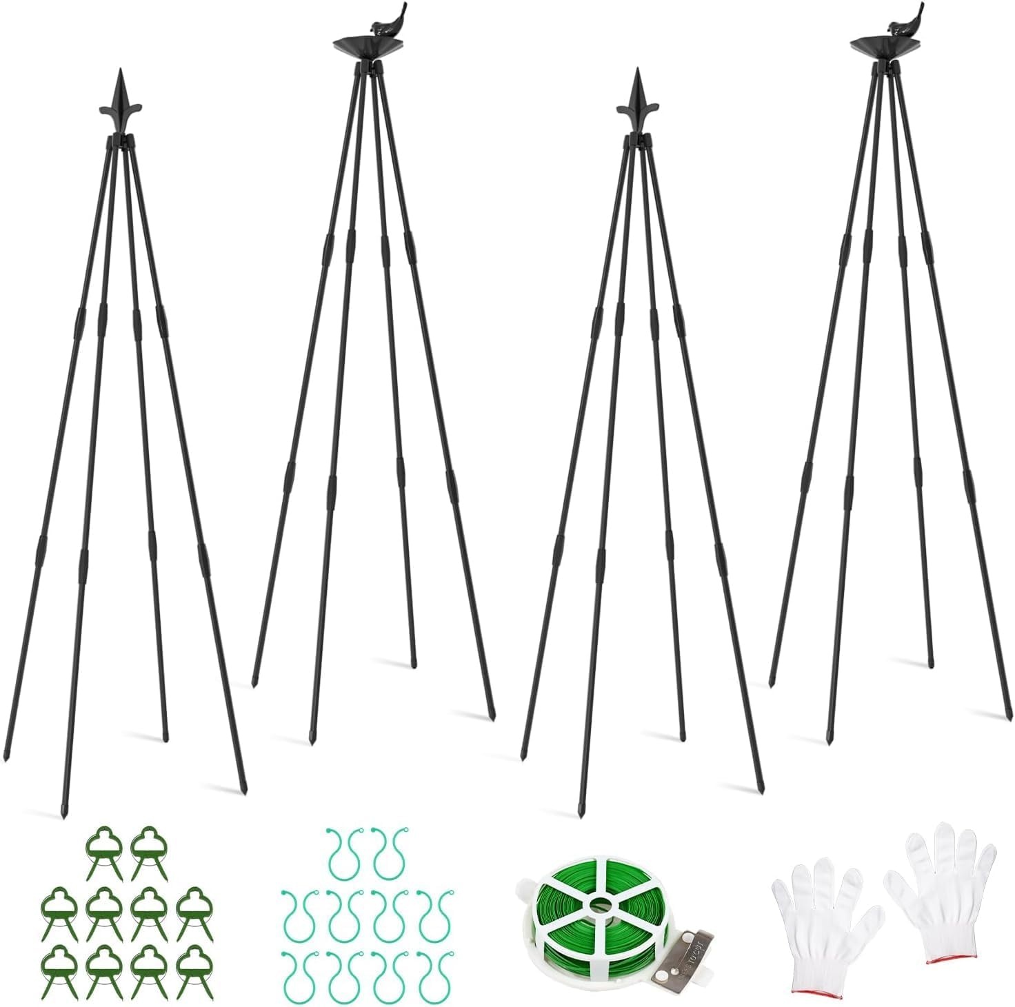 Garten Obelisk Plant Trellis - 4 stuks tuinobelisken set klimhulp voor klimplanten, metalen tuin rankrooster voor openbare plaatsen en particuliere binnenplaatsen