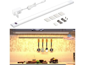 WOBANE LED Under-Unit Light Kitchen 60 cm Dimmable LED Cabinet Lighting with Sensor, Hand Motion Activated, Kitchen Light Under-Unit for Kitchen, Cupboard, Shelves, Showcases, Wardrobe, Bright Warm