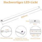 WOBANE LED Under-Unit Light Kitchen 60 cm Dimmable LED Cabinet Lighting with Sensor, Hand Motion Activated, Kitchen Light Under-Unit for Kitchen, Cupboard, Shelves, Showcases, Wardrobe, Bright Warm