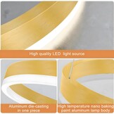 Modern DIY Circle LED Chandelier | 1 Gold Rings:100cm=45W | Metal + Acrylic LED Pendant Lamp | 2.4G Dimmable Remote Control | Round Ceiling Pendant Light Living Room Bedroom Dining Room Kitchen