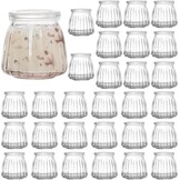 Fasmov 30 stuks kleine yoghurtglazen met deksel, 120 ml, weckpotten, tulpglas, dessertglas, perfect voor jam, honing, pudding, melk, yoghurt, gelei