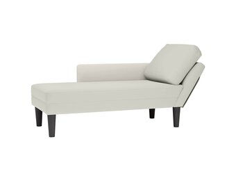 vidaXL Chaise longue met kussen&rechterarmleuning fluweel crèmekleurig