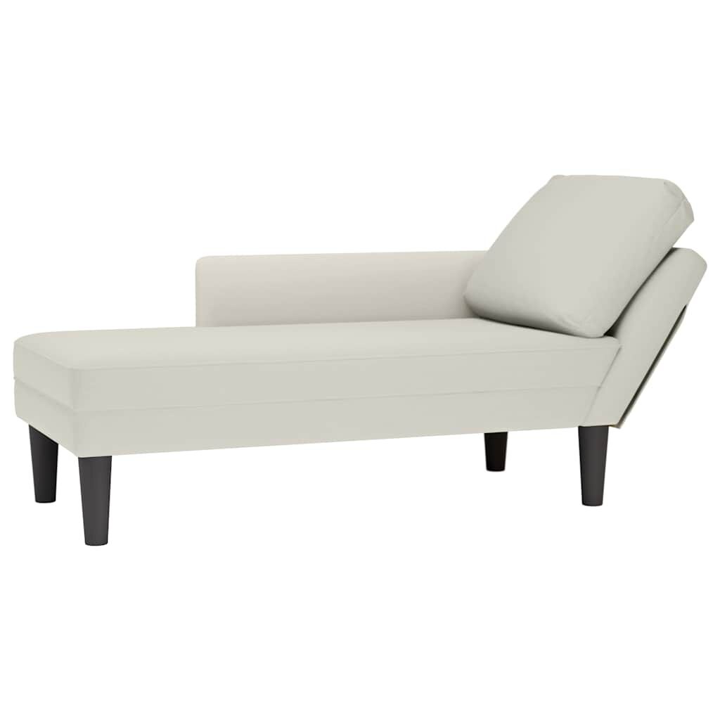 vidaXL Chaise longue met kussen&rechterarmleuning fluweel crèmekleurig