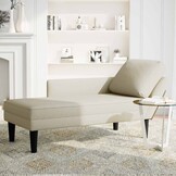 vidaXL Chaise longue met kussen&rechterarmleuning fluweel crèmekleurig