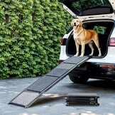 CO-Z Dog Ramp for Car, 160 cm Folding Pet Ramp for Large Dogs up to 90 kg with Non-Slip Rug Surface, Portable Dog Pet Stairs for Car SUV Truck Bed Sofa, Indoor and Outdoor Use