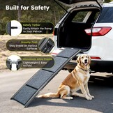 CO-Z Dog Ramp for Car, 160 cm Folding Pet Ramp for Large Dogs up to 90 kg with Non-Slip Rug Surface, Portable Dog Pet Stairs for Car SUV Truck Bed Sofa, Indoor and Outdoor Use