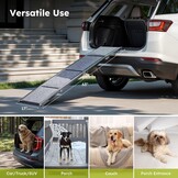 CO-Z Dog Ramp for Car, 160 cm Folding Pet Ramp for Large Dogs up to 90 kg with Non-Slip Rug Surface, Portable Dog Pet Stairs for Car SUV Truck Bed Sofa, Indoor and Outdoor Use