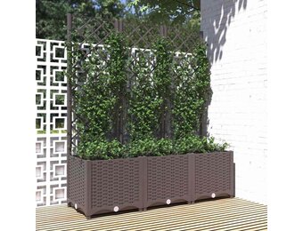vidaXL Plantenbak met latwerk 120x40x136 cm polypropeen bruin