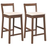 vidaXL Barkrukken met kussens 2 stuks Bruin massief hout rubber