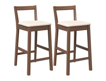 vidaXL Barkrukken met kussens 2 stuks Bruin massief hout rubber