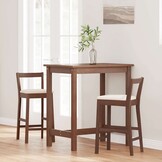 vidaXL Barkrukken met kussens 2 stuks Bruin massief hout rubber