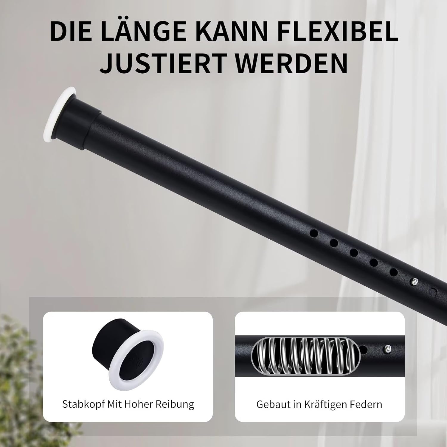 Joydeco Verstelbare Douchestang 70-110cm (RVS) - Zonder Boren - 30% Korting!