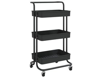 vidaXL Keukentrolley 3-laags 42x35x85 cm ijzer en ABS zwart