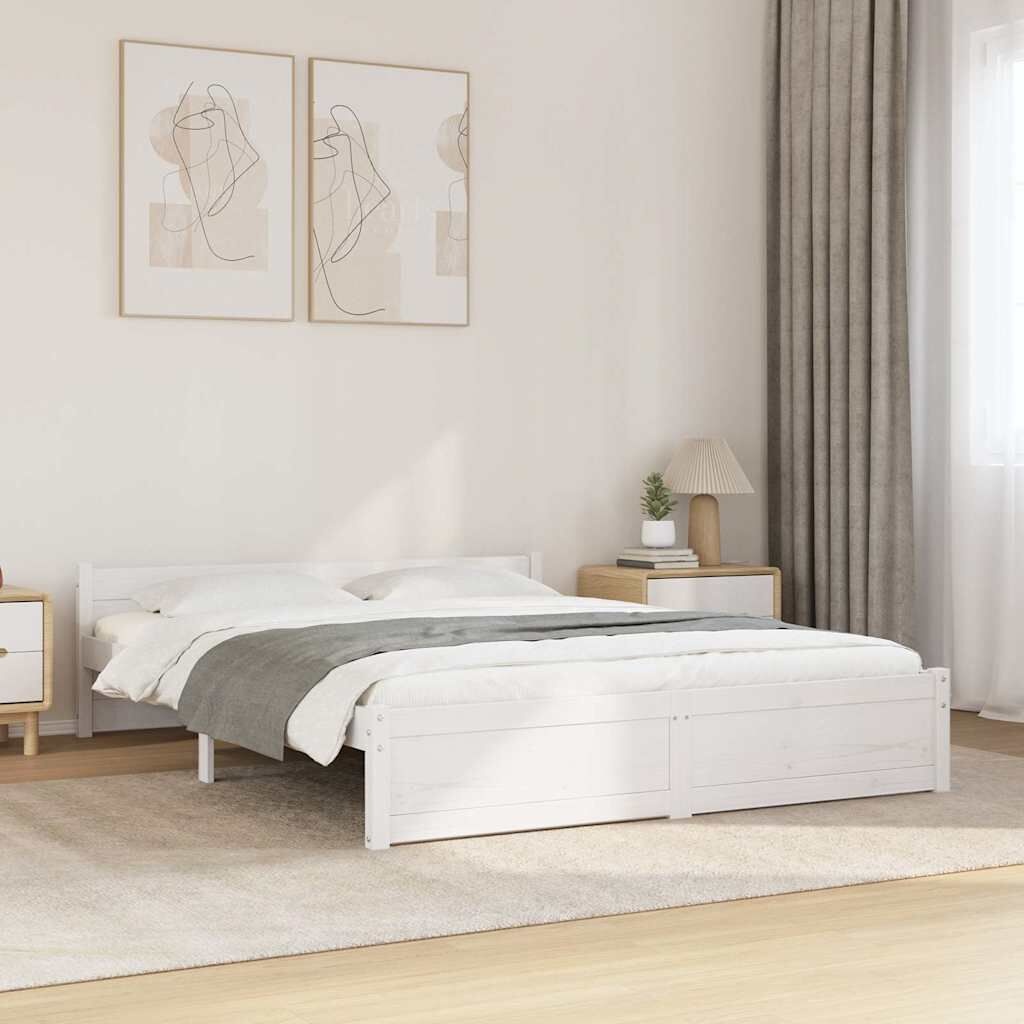vidaXL Bedframe massief hout wit 140x200 cm