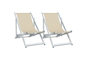 vidaXL Strandstoelen Inklapbaar 2 st Aluminium/Textileen Crème - 57% Korting!