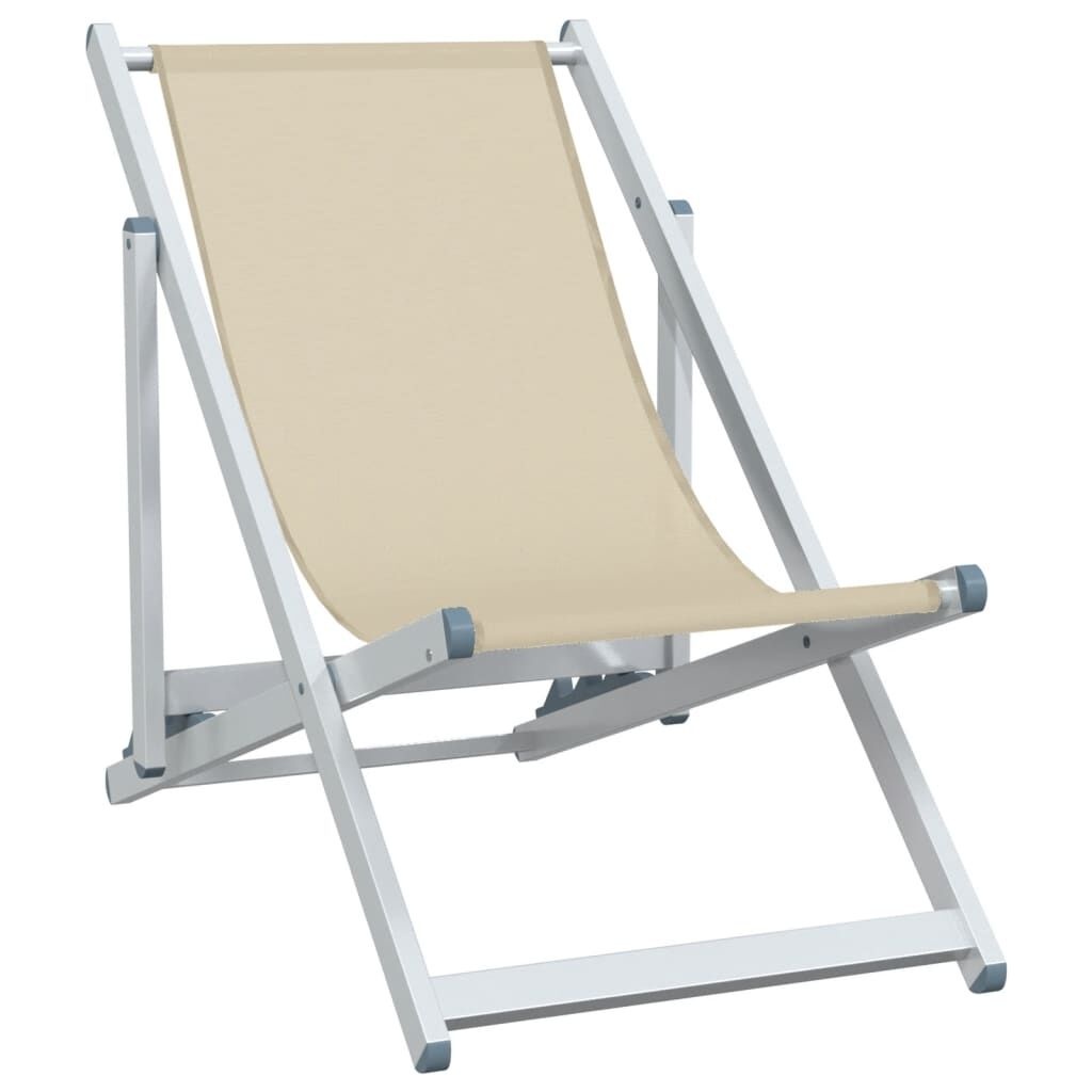 vidaXL Strandstoelen Inklapbaar 2 st Aluminium/Textileen Crème - 57% Korting!