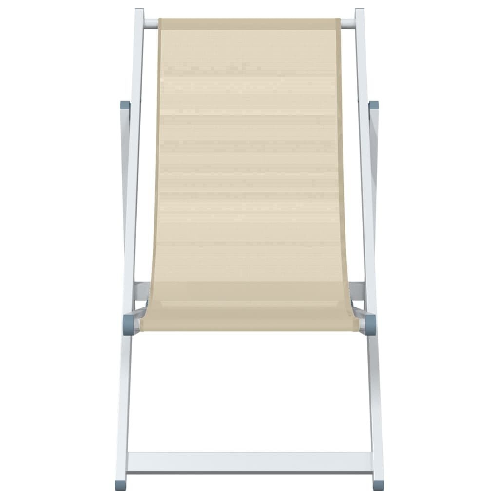 vidaXL Strandstoelen Inklapbaar 2 st Aluminium/Textileen Crème - 57% Korting!