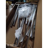 Camabel Kledingrek met wieltjes, metaal, uittrekbaar, lengte 130-190 cm, robuuste stang voor metalen hoogte, maximale belasting 180 kg, verstelbaar, opvouwbaar, voor kapstok, kapstok, verchroomd, met