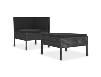 vidaXL 2-delige Loungeset, Poly Rattan Zwart - 43% Korting!