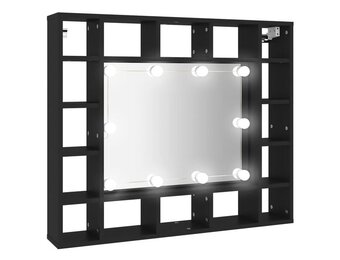 vidaXL Spiegelkast met LED 91x15x76,5 cm Zwart - 49% Korting!