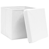 vidaXL Opbergboxen met deksel (4 stuks) - 28x28x28 cm - Wit - 35% Korting!