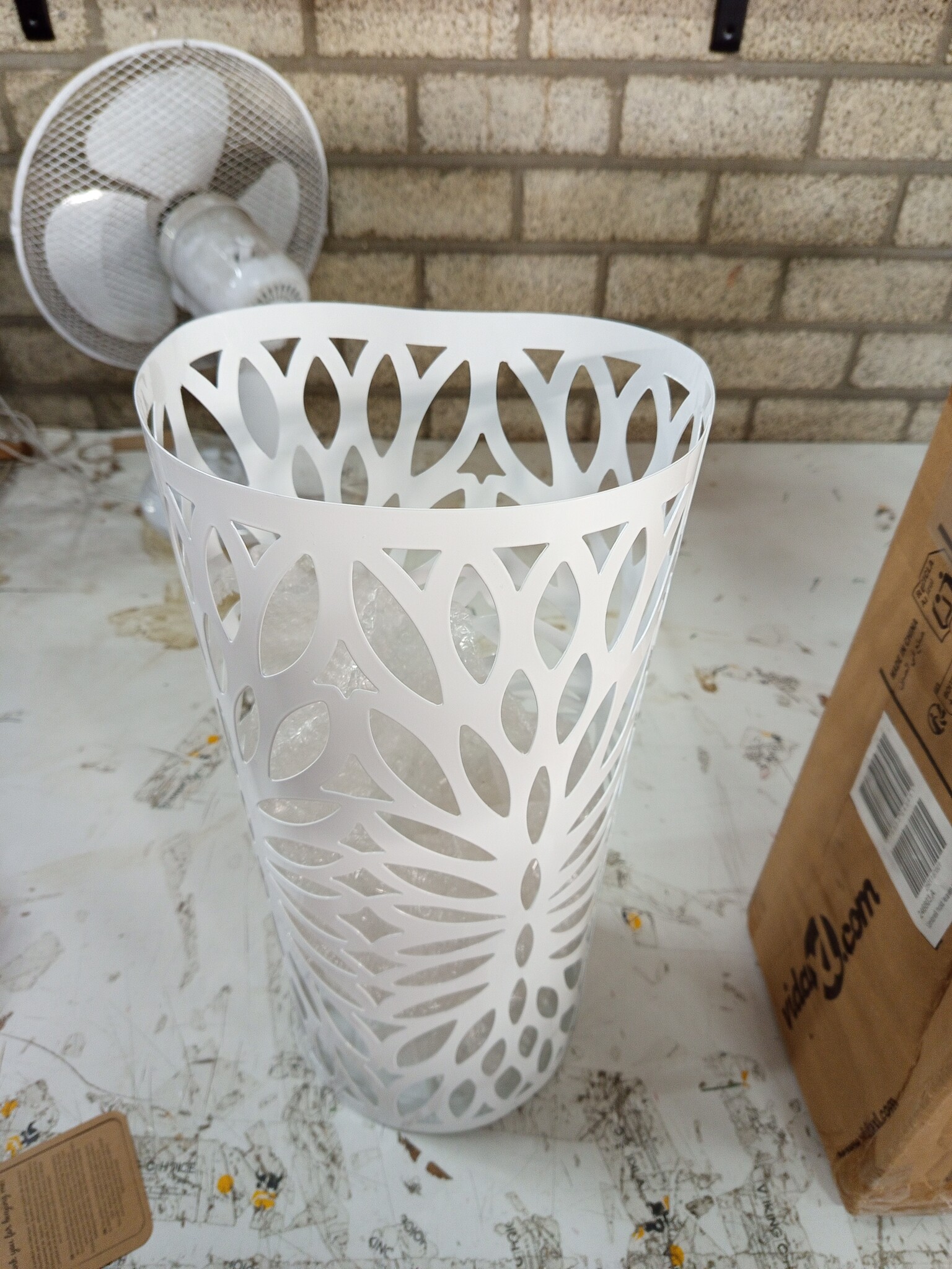 vidaXL Parapluhouder Bladeren Wit | -60% Korting