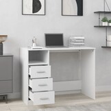 vidaXL Bureau met lades (Wit, 102x50x76 cm) - Nu 55% Korting!