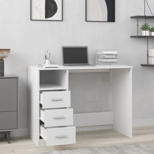 vidaXL Bureau met lades (Wit, 102x50x76 cm) - Nu 55% Korting!