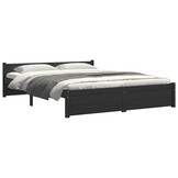 vidaXL Bedframe massief hout zwart 135x190 cm
