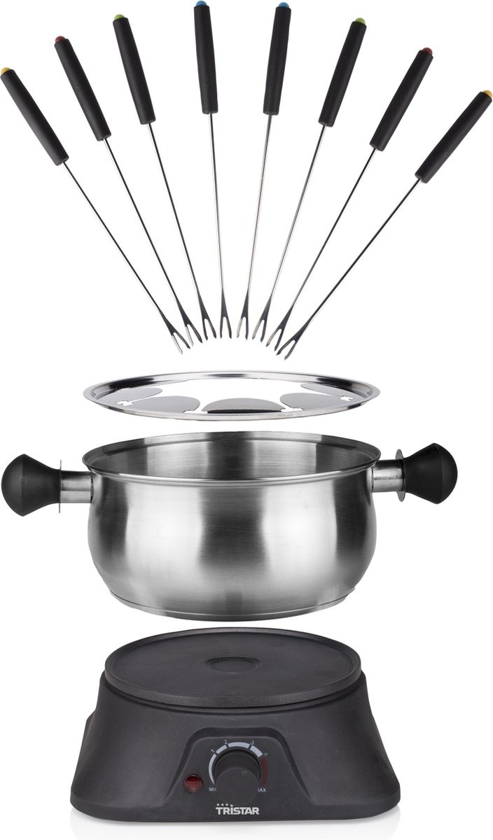 Tristar Fondueset Elektrisch FO-1109 - 1400W - 1,3L voor 8 personen - Incl bakjes, fonduering, vorkjes